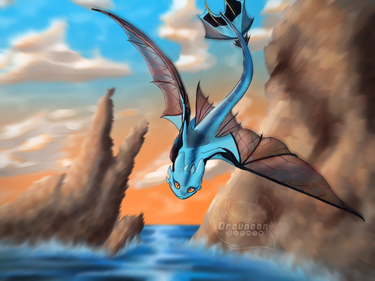 draunaan's tweet photo. Feeling the sea’s breeze while flying through big rocks. Wanted to try drawing a lil scene with my current style this time!
.
#dragon #dragonarts #dragonanthro #httyd #httydarts #httydla #httydliveaction #howtotrainyourdragon #nightfury #nighfuryarts #nightfuryoc #art #digitalart https://t.co/nnP1mVWydx