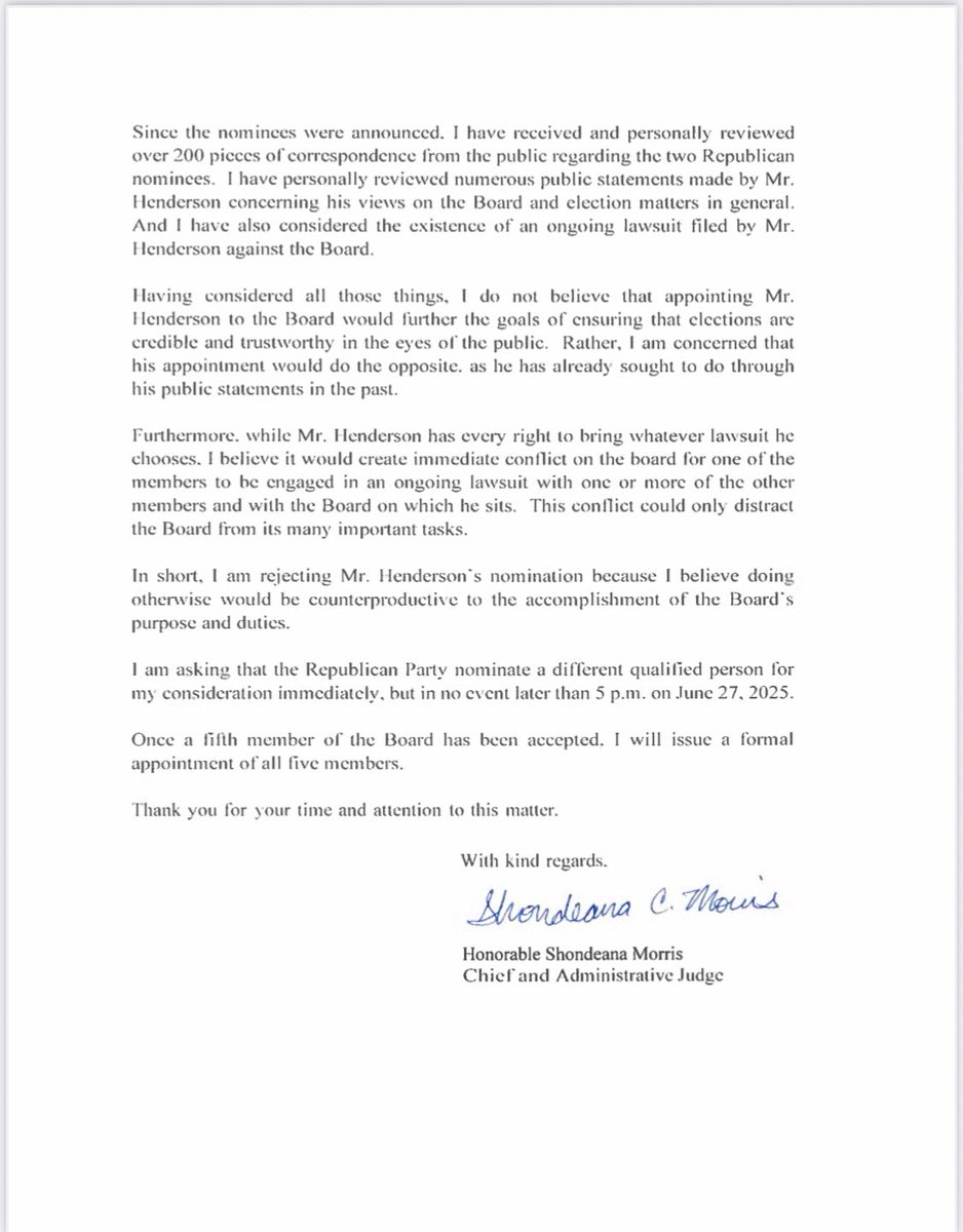 🚨 DeKalb elections under threat! Judge Morris rejected our qualified BRE nominee Bill Henderson, who fought to clean voter rolls (deceased, P.O. boxes) &amp; enforce BRE rules via a lawsuit. Dems/LWV flooded her with 100+ letters. BRE stalled his challenges with a shady resolution!