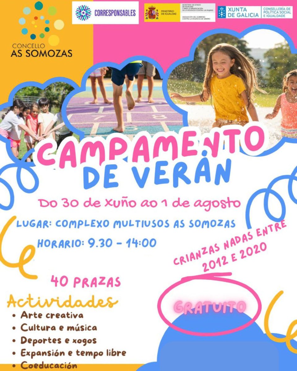 📣 Publicada a relación de nenos/as admitidos/as no Campamento de Verán 2025 (complexo multiusos As Somozas).

ℹ️ Consulta a listaxe completa: assomozas.es/listaxe-de-adm…