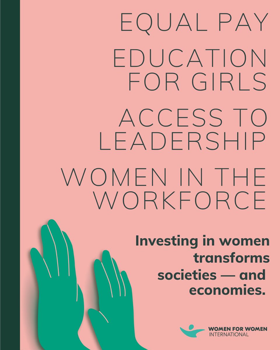 When women have access to education, fair pay, leadership, and work, the benefits ripple far beyond individuals. Communities thrive &amp; economies grow. 

The data is clear: investing in women isn’t just the right thing to do — it’s the smart thing to do. 

#InvestInWomen #EqualPay