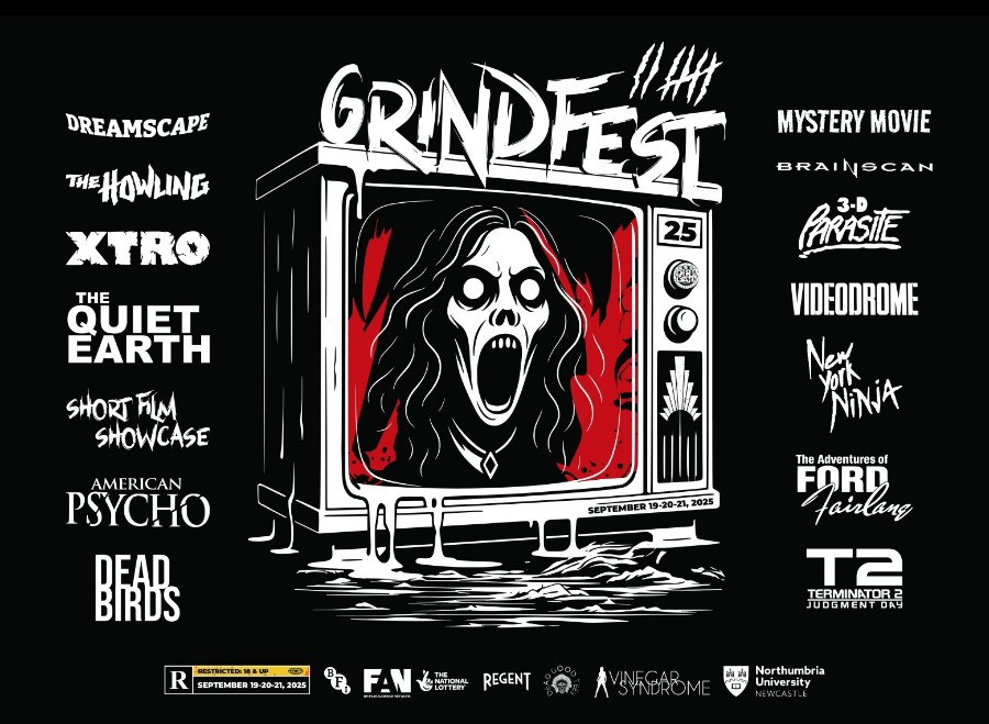 DirtInTheGate's tweet image. GRINDFEST ’2025 FILM FESTIVAL RETURNS 19-21 Sept! 3x Day pass here -> theregent.co.uk/event/91723
Single Tickets on sale soon!
The masters of celluloid are back for GRINDFEST the SEVENTH edition. Join us for 3 days of classic genre film!