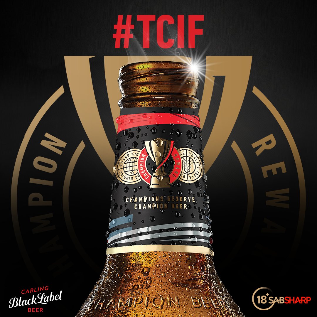 Thank Carling It’s Friday! 🍺 SMS 💵 i-clockile, ama-Champs avukile. 💪🏽 It’s time to unlock that reward. 🔓

Using #TCIF QT the one thing you’re you buying to reward yourself after working hard this month for a champion reward 🍺 in your DMs.