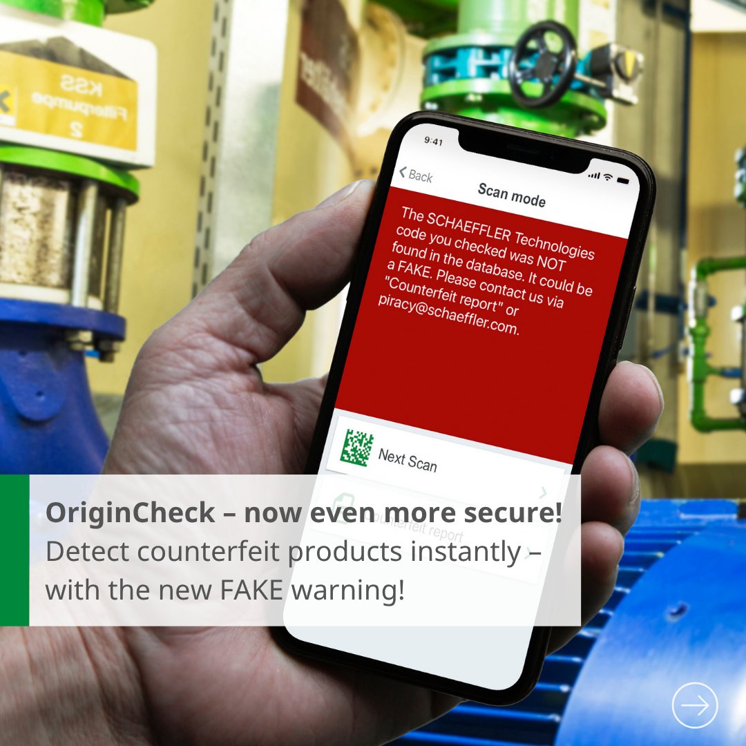 SchaefflerGroup's tweet image. 🚨 The OriginCheck app now indicates even more clearly when a code is fake.
With the OriginCheck app, you can be sure that you are only using original Schaeffler products.
📲 Download the OriginCheck app for free now.