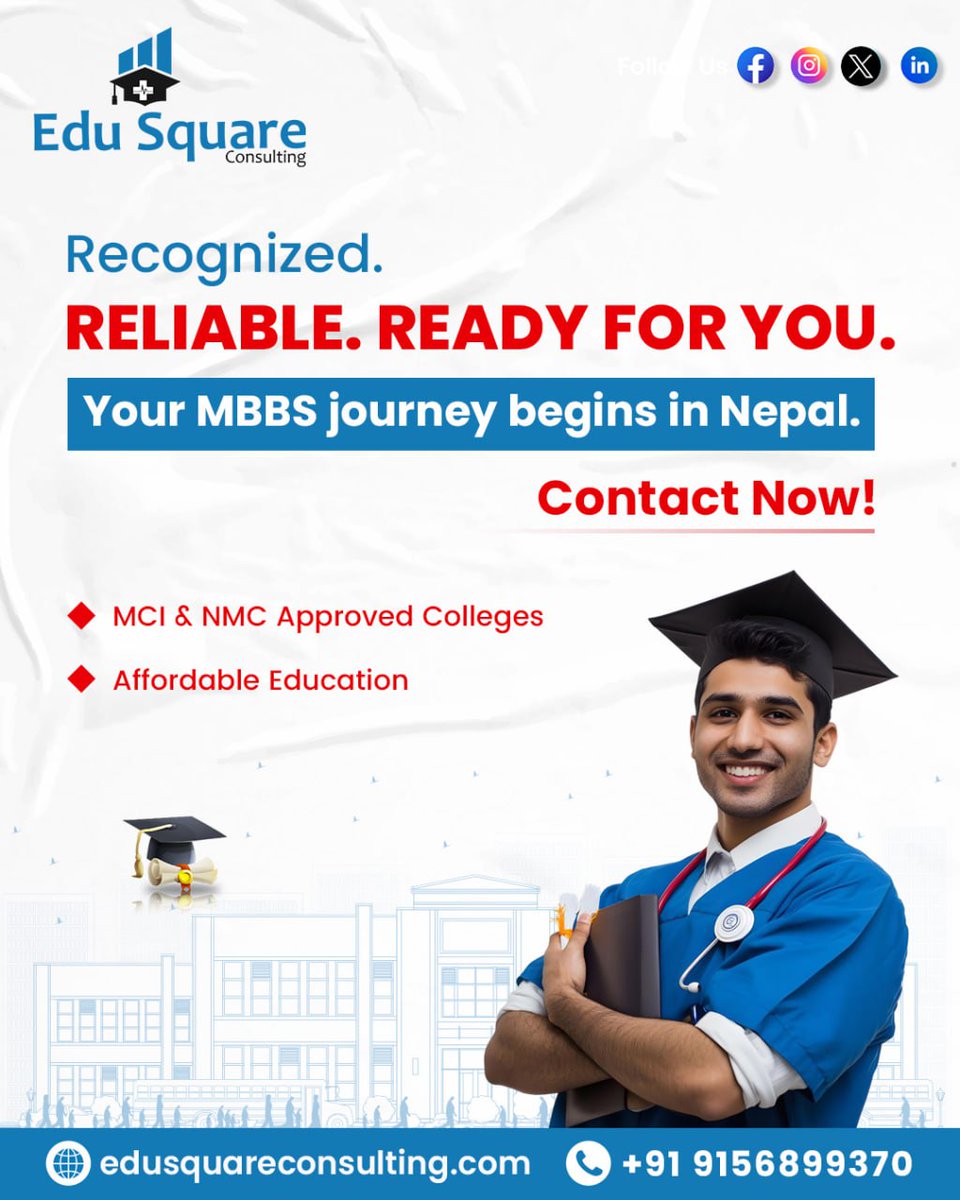 EduSquare298071's tweet photo. Start your MBBS journey in Nepal — a destination trusted by thousands of aspiring doctors for quality education, experienced faculty, and globally recognized degrees.

Why wait? Your dream of becoming a doctor starts now.

#EduSquare #NEET2025 #MBBSAdmissions #NEETPG #StudyMBBS https://t.co/lXzKSRz8IN
