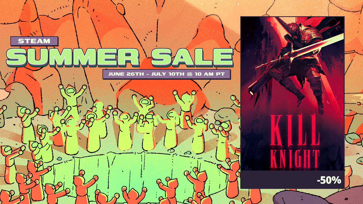 The Abyss awaits, and the price has been cut in half! ⚔️

KILL KNIGHT is 50% off for the Steam Summer Sale! Unleash your inner demon and dominate the eldritch arena in this ultra-responsive isometric shooter.

Don't miss this deal: store.steampowered.com/app/2694420/KI…