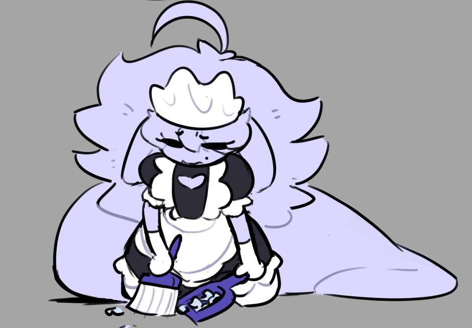 This bumbling idiot knocked over some glasses with his stupid tail and i made him clean it