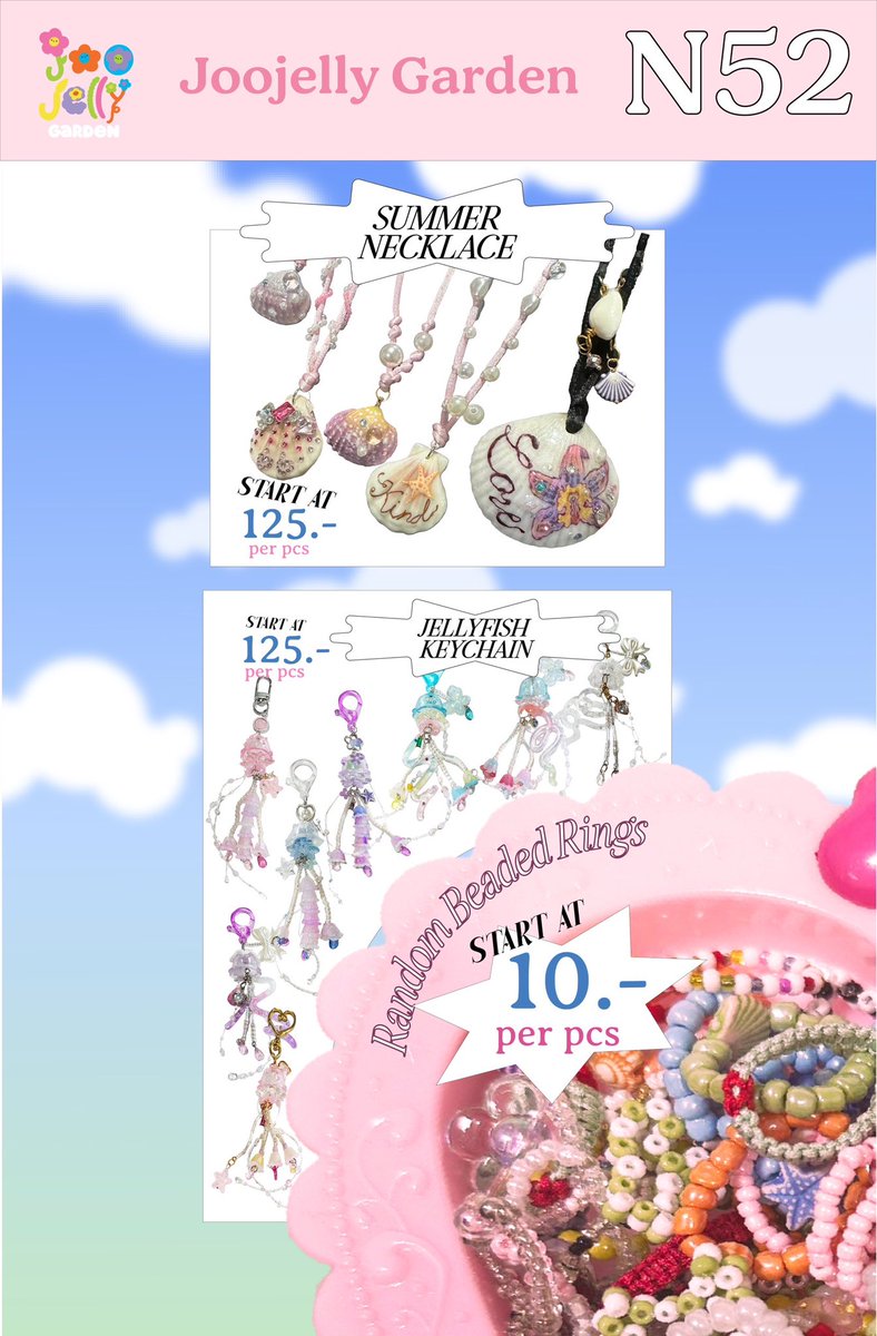 N52 Joojelly Garden
เจอกันที่ #IFEXPO2025 28-29 มิ.ย. 2025 พารากอนฮอลล์
postcard, พวงกุญแจ, เครื่องประดับแฮนด์เมดและอื่นๆ พิเศษ! ลุ้นรางวัลเมื่อชอปครบ200บาทขึ้นไปป มีรางวัลทุกใบและมีจำนวนจำกัดนะคับบ

สินค้าแฮนด์เมดทุกชิ้น! อย่าลืมแวะมาเติมความน่ารักพร้อมลุ้นของรางวัลที่บูทเราน้าา