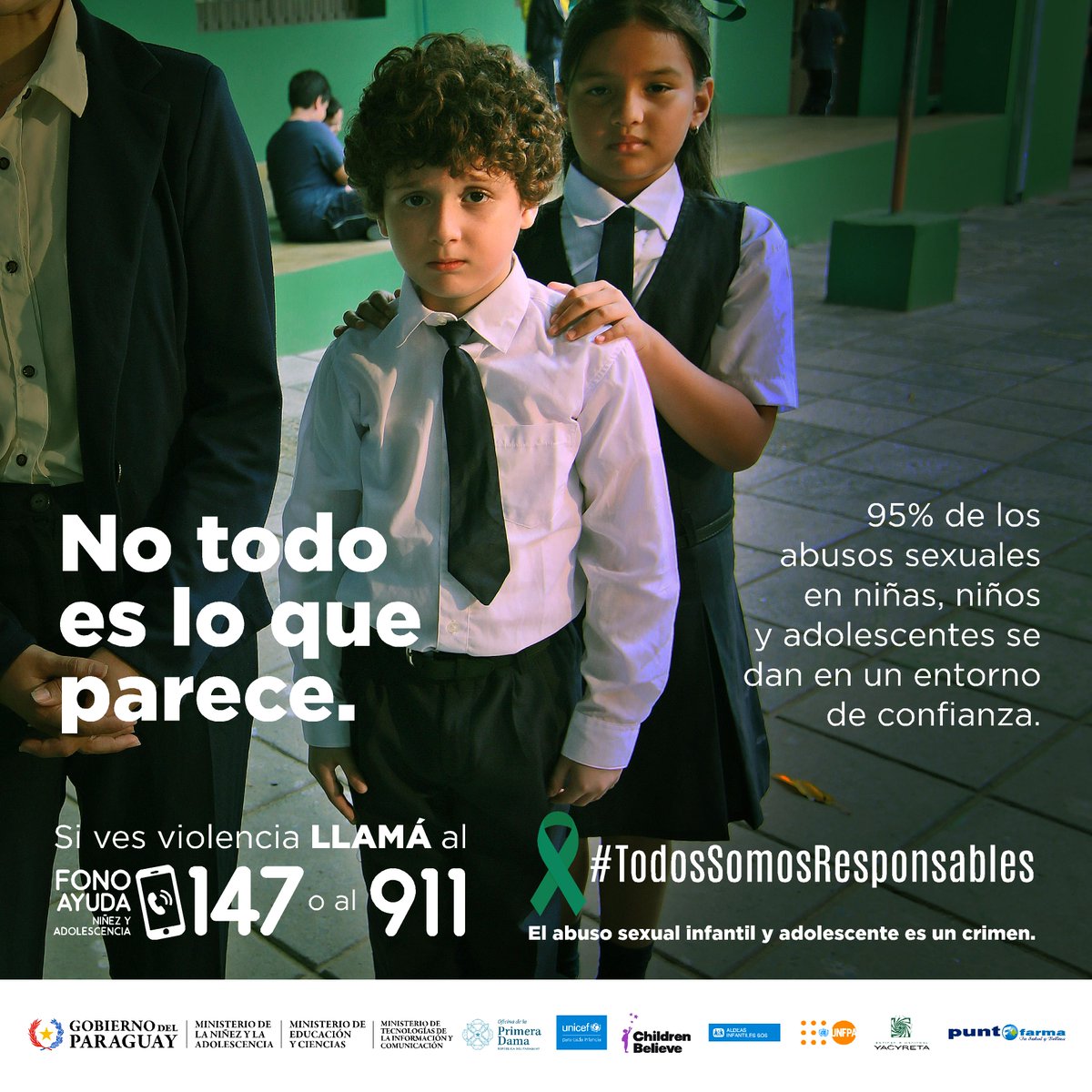 Ministerio de la Niñez y la Adolescencia | Py (@minnaparaguay) on Twitter photo En el cole, todos, absolutamente todos, deben respetarte. Nadie puede tocarte y hacerte sentir mal. Contalo #TodosSomosResponsables
Si vés violencia llama al:
🚔911 <a href="/policia_py/">Policía Nacional del Paraguay</a>
☎️147 #FonoAyuda
📞133 <a href="/MDP_py/">Defensa Pública Paraguay</a>
🏡#CODENI de tu comunidad En el cole, todos, absolutamente todos, deben respetarte. Nadie puede tocarte y hacerte sentir mal. Contalo #TodosSomosResponsables
Si vés violencia llama al:
🚔911 <a href="/policia_py/">Policía Nacional del Paraguay</a>
☎️147 #FonoAyuda
📞133 <a href="/MDP_py/">Defensa Pública Paraguay</a>
🏡#CODENI de tu comunidad