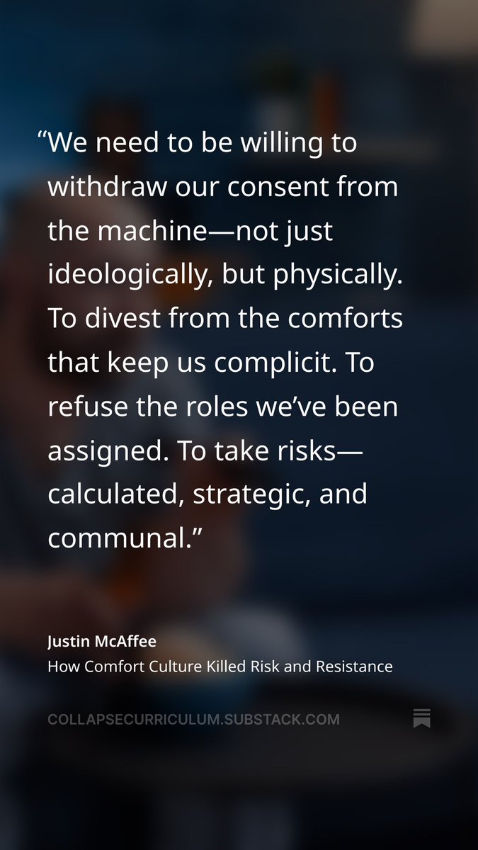 Content Carrier ('CC') (@contentcarrier) on Twitter photo Justin McAffee (<a href="/McAffee/">Justin McAffee 🌳🌵🐢 🏴</a>): “We need to be willing to withdraw our consent from the machine—not just ideologically, but physically. To divest from the comforts that keep us complicit. To refuse the roles we’ve been assigned. To take risks—calculated, strategic, and communal.” Justin McAffee (<a href="/McAffee/">Justin McAffee 🌳🌵🐢 🏴</a>): “We need to be willing to withdraw our consent from the machine—not just ideologically, but physically. To divest from the comforts that keep us complicit. To refuse the roles we’ve been assigned. To take risks—calculated, strategic, and communal.”