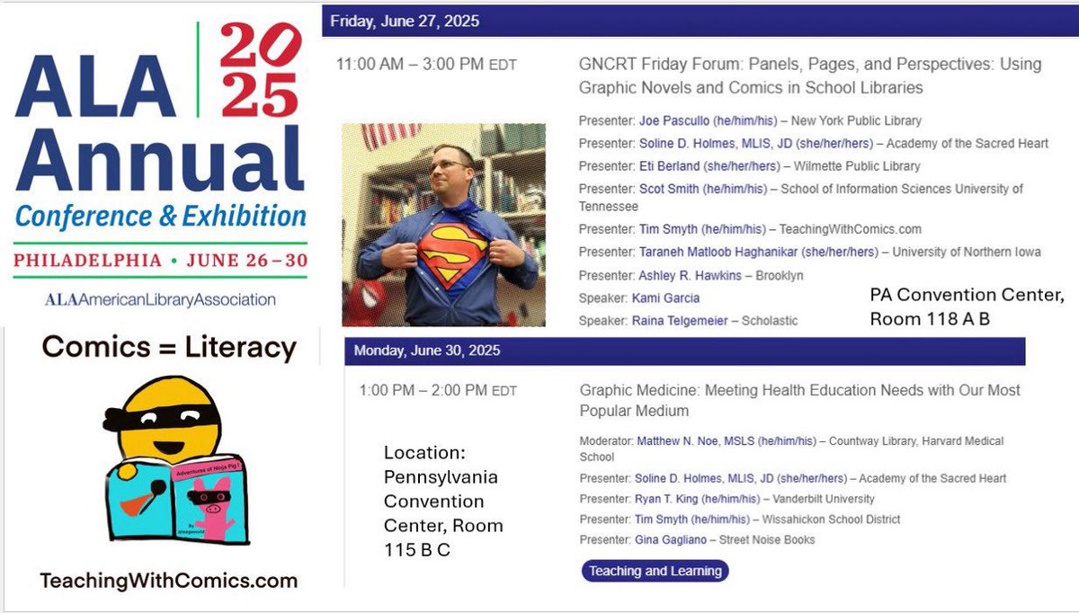 Tim Smyth soon @ALA Philly (@historycomics) on Twitter photo I will be hanging with the awesomeness that is <a href="/libcomix/">ALA Graphic Novels & Comics RT š #ALAAC25</a> today at #alaac25 . Stop on by and discuss the power of comics as literacy! I will be hanging with the awesomeness that is <a href="/libcomix/">ALA Graphic Novels & Comics RT š #ALAAC25</a> today at #alaac25 . Stop on by and discuss the power of comics as literacy!