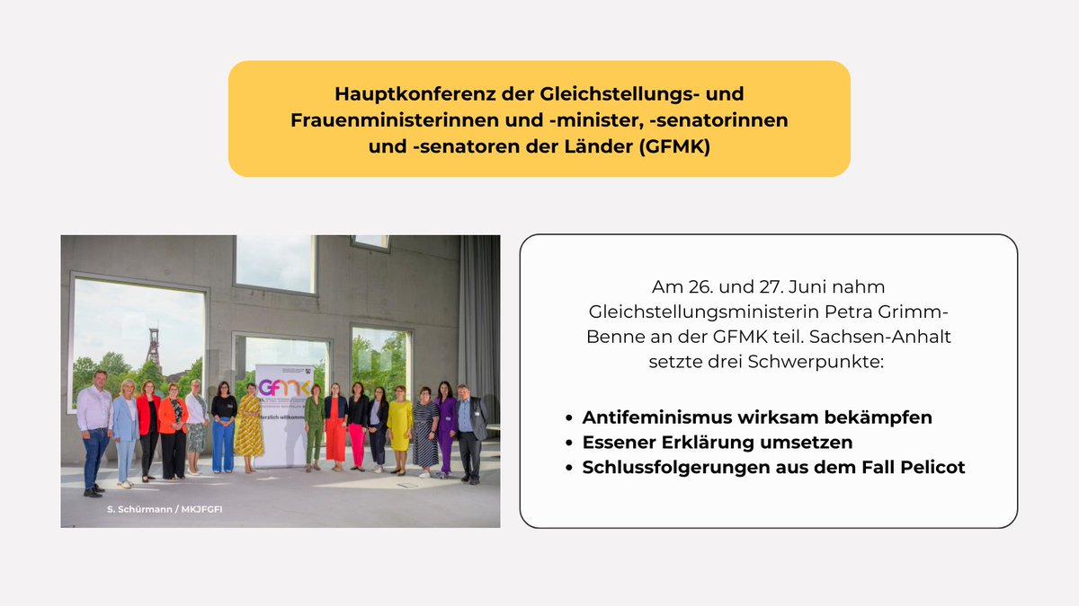 Sozialministerium Sachsen-Anhalt (@soziales_st) on Twitter photo Nach der #GFMK in <a href="/Essen_Ruhr/">Stadt Essen</a> sagt #Gleichstellung|sministerin Grimm-Benne 📢 „Gerade in diesen polarisierten Zeiten ist es unsere Pflicht, die Gleichstellung entschieden zu verteidigen und mutig voranzubringen.“ 💪 Nach der #GFMK in <a href="/Essen_Ruhr/">Stadt Essen</a> sagt #Gleichstellung|sministerin Grimm-Benne 📢 „Gerade in diesen polarisierten Zeiten ist es unsere Pflicht, die Gleichstellung entschieden zu verteidigen und mutig voranzubringen.“ 💪
