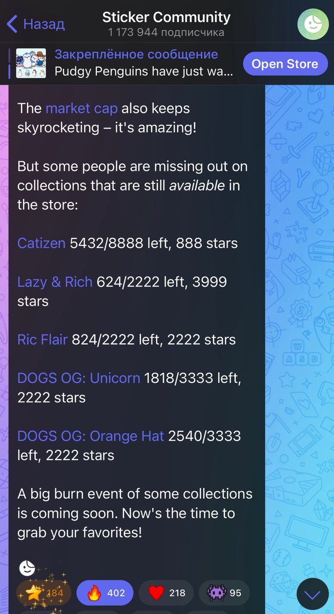 BelaidRuman's tweet image. Guys, don’t miss these discounts and don’t tell i didn’t inform you about it. The official Sticker Store mentioned this collecrion as one that you shouldn’t miss (screenshot attached)

#TON_Contest