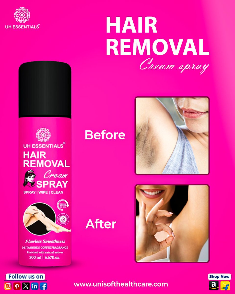 Unisoftcare's tweet image. No more razor burns. No more waxing drama.
✨ Just smooth, glowing skin in minutes!
Try UH Essentials Hair Removal Spray today 💖
Gentle on skin. Tough on hair.
#SmoothIsBeautiful #QuickGlow #UHEssentials #HairRemovalSpray