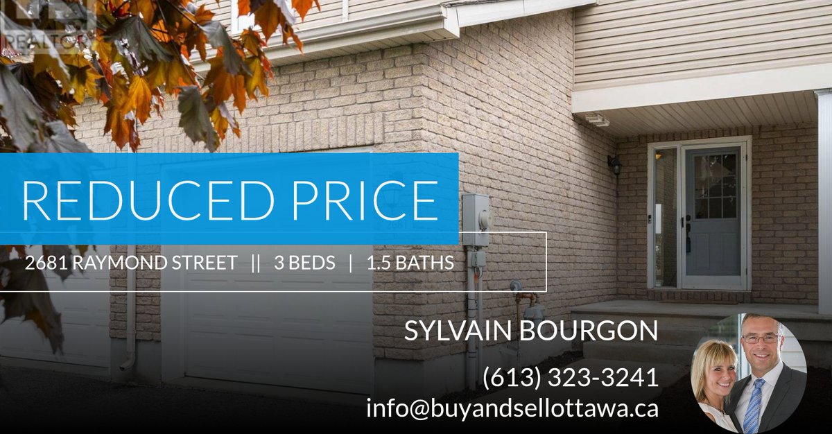 sbourgon's tweet photo. 📍 Reduced Price 📍 This recently reduced home at 2681 Raymond Street in Clarence-rockland won't last long, so, don't wait to set up a showing! Reach out here or at (613) 323-3241 for more information! https://t.co/gFzI66u8eJ https://t.co/OMb02HBnuk