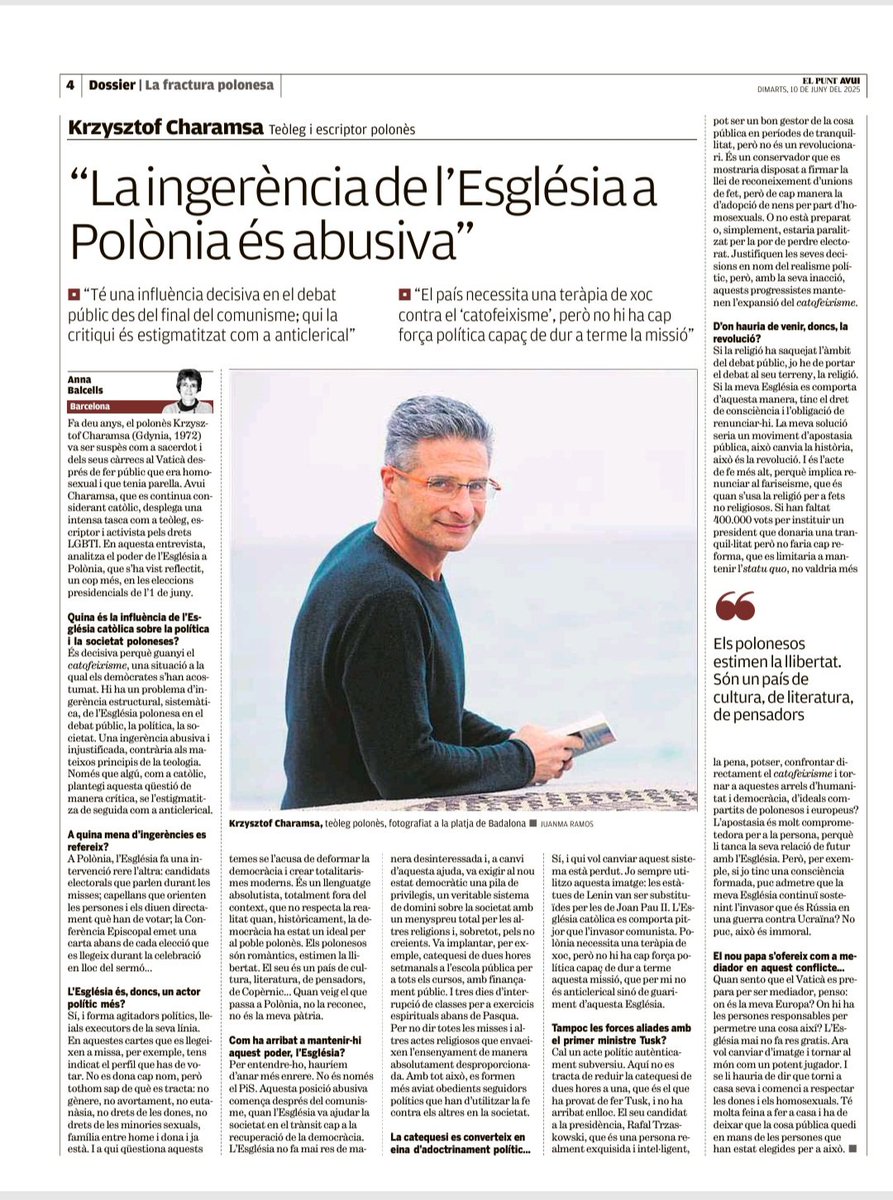 My #interview for <a href="/elpuntavui/">El Punt Avui 🎗️</a> #Barcelona, with #AnnaBalcells 

#dossier #Poland2025 #CatholicChurch #Democracy #religion #HumanRights #Fascism