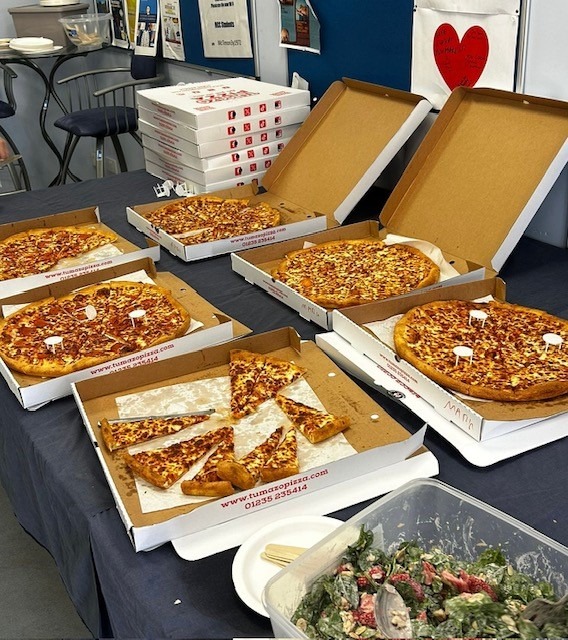 MCCAbingdon's tweet photo. Pizza party! A great summer school was had where the sky was blue and the sun actually shone and when lessons were done, students could relax and mingle with the staff. https://t.co/X1k6VF5opO