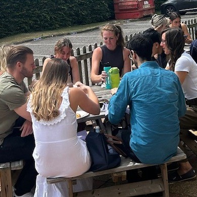 MCCAbingdon's tweet photo. Pizza party! A great summer school was had where the sky was blue and the sun actually shone and when lessons were done, students could relax and mingle with the staff. https://t.co/X1k6VF5opO