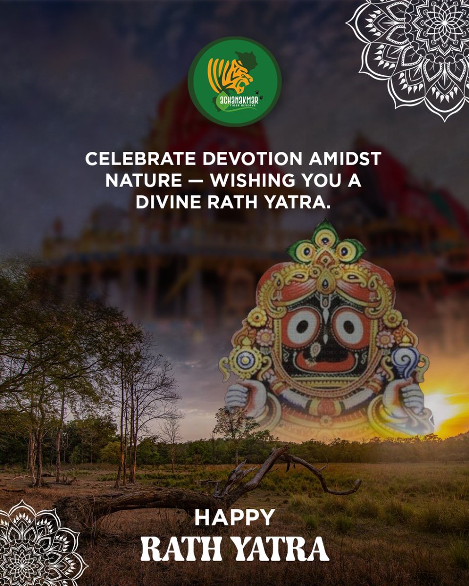 AchanakmarTiger's tweet photo. May the chariots of faith roll forward, bringing blessings to people and nature alike. Achanakmar Tiger Reserve wishes you a peaceful and prosperous Rath Yatra. 
{Achanakmar Tiger Reserve, Rath Yatra, blessings, nature, faith, harmony} #RathYatra #AchanakmarTigerReserve #Nature https://t.co/AMEA4OJRd3