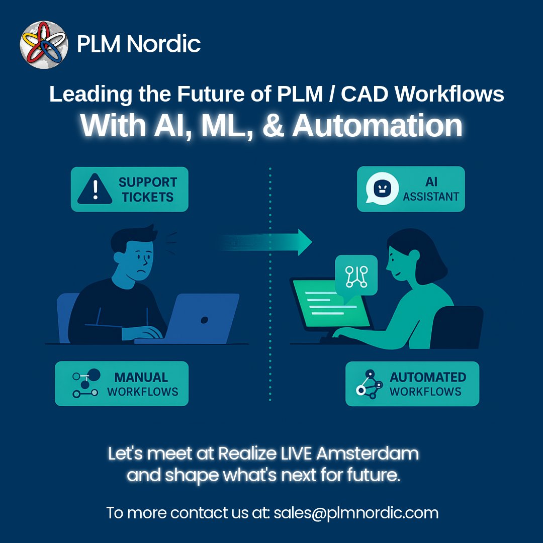 What’s Next in Enterprise Application Support?

We're at #RealizeLIVE exploring the future of PLM, CAD &amp; digital workflows.

At PLM Nordic, we're driving:
✅ AI-powered support
✅ Workflow automation
✅ Self-healing systems
Let’s connect &amp; rethink how we work.
#ml #PLM #AI