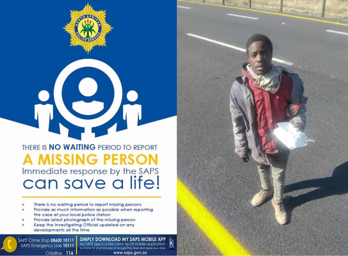 RT #sapsGP #SAPS Mamelodi seeks public assistance in locating a #missing 22yr-old male, Malose Lucas Seletela. He reportedly left his home without informing anyone and has not been seen since. Further reports indicate that he was spotted along the N1 in Hanover in the Northen