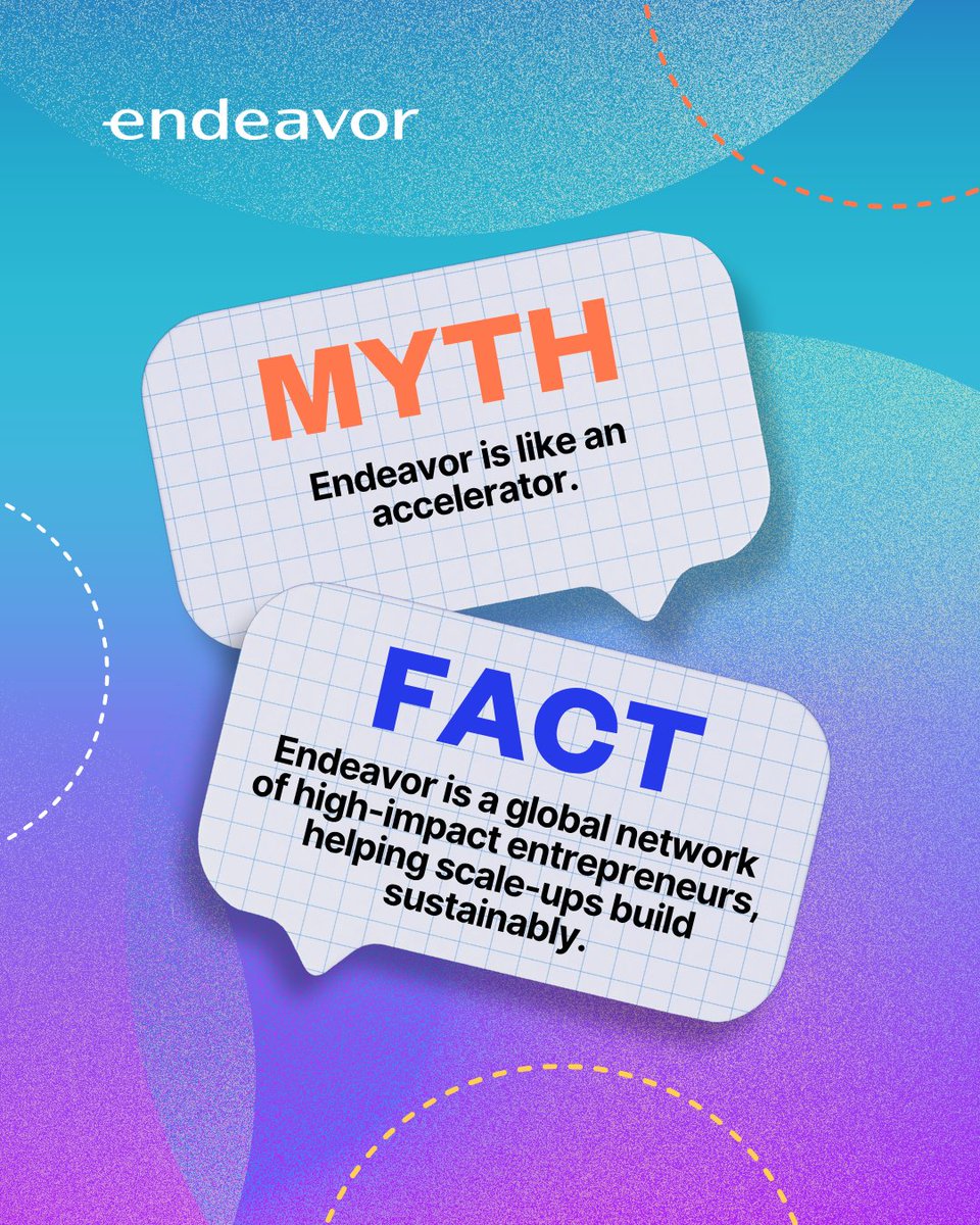 At Endeavor, we don’t do demo-day deadlines.

We back founders beyond early validation—those scaling teams, markets &amp; impact.

With long-term support &amp; a global network, we’re in it for the long haul.

One founder. One market. One scale-up at a time.