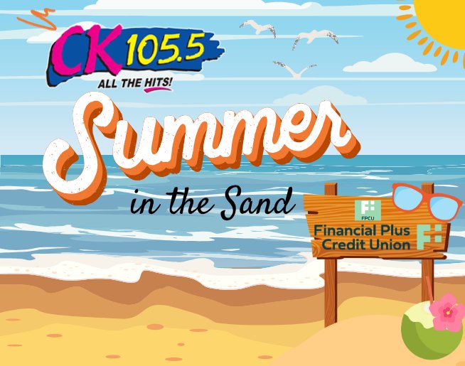 ck1055's tweet photo. Today is the final day to get qualified for Summer in the Sand with Financial Plus Credit Union. Listen around 8:25, 10:40, 11:40, 3:40 &amp; 4:40 to get qualified. 50 qualifiers and 50 prizes including $1000! It all goes down tomorrow at Lake Callis. https://t.co/cdyiWXWOcH