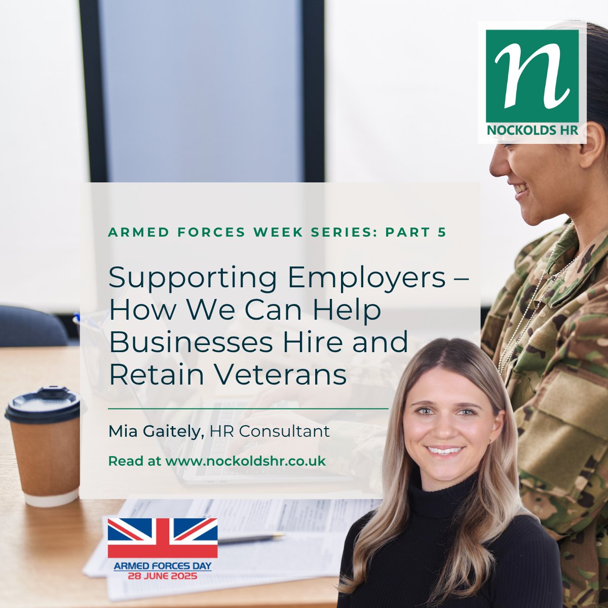 In the final blog of our Armed Forces Week series, Mia Gaitely discusses how we can support businesses hire and retain veteran employees: nockolds.co.uk/supporting-emp…