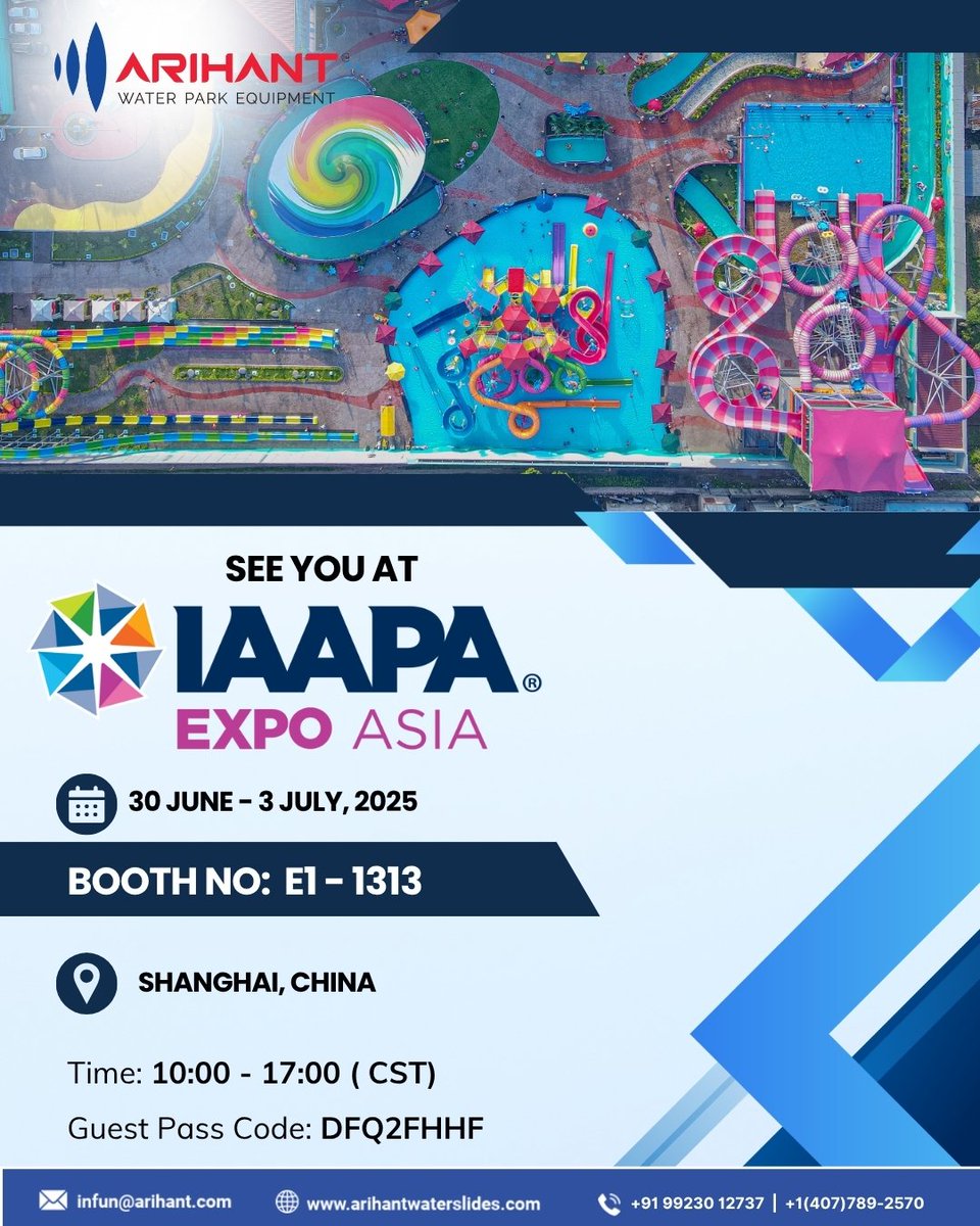 ArihantInfun's tweet photo. Big splashes, bold ideas, and a whole lot of water park magic.
We're diving into IAAPA Expo Asia, and trust us—this is where the future of fun begins.
Seen you at the Expo👋

#WaterparkWave #IAAPAAsia #ShanghaiSplash https://t.co/zVyHuRQl5k