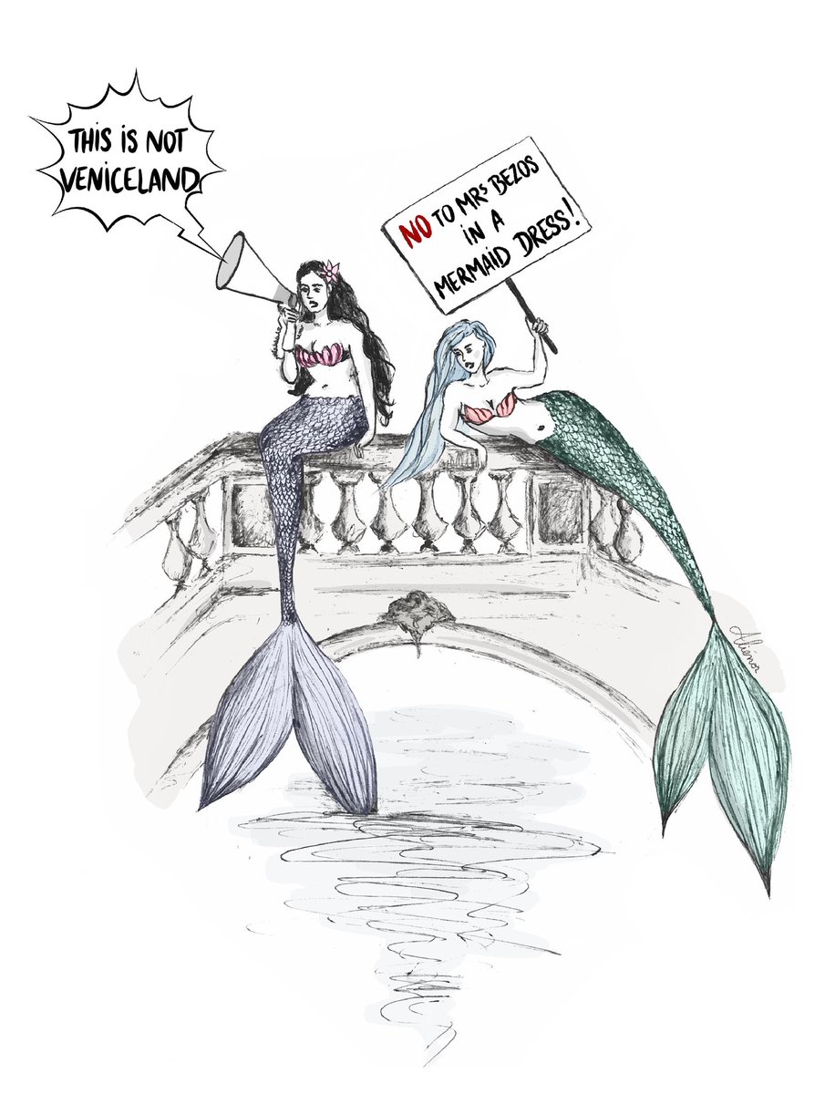 alienor_meyer's tweet image. Serenissima sounds the siren: Venice fights back against Amazon’s takeover 🧜‍♀️ #nospaceforbezos #venice #jeffbezoz #venezia #laurensanchez #mermaiddress #activism #greenpeace