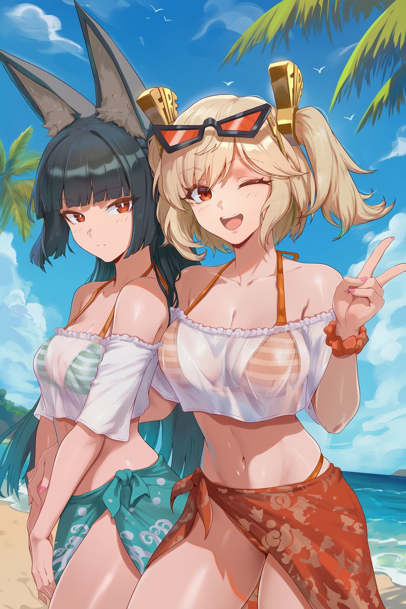 Burnice x Miyabi at the beach 🏖️