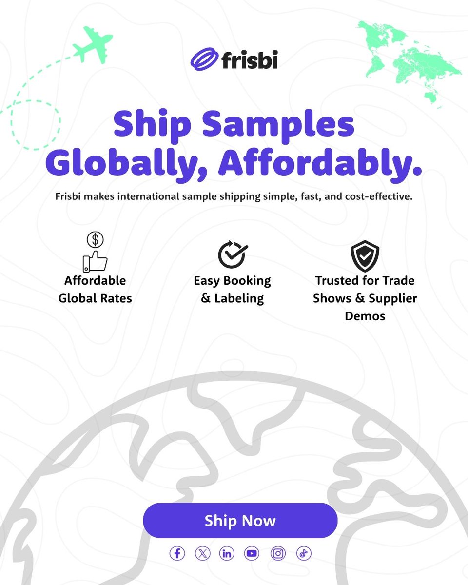 frisbi_global's tweet image. Shipping samples worldwide? 

Frisbi makes it easy with low rates, quick booking, and 3-min label generation. Reliable, fast, and affordable shipping for your growing business. 
#Frisbi #GlobalShipping #SampleShipping #LogisticsSolutions
