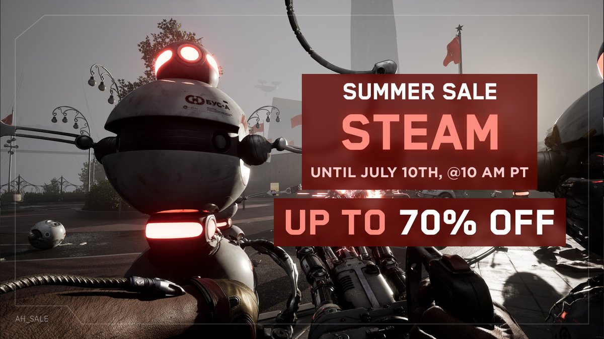 🌞 <a href="/Steam/">Steam</a> Summer Sale is HERE - and #AtomicHeart is diving in headfirst with its biggest discount EVER!
Explore Facility 3826 and beyond with up to 70% off the base game, plus major savings on DLC#1 and DLC#2.

⏳ Available until July 10 at 10 AM PT - get it while it's hot!