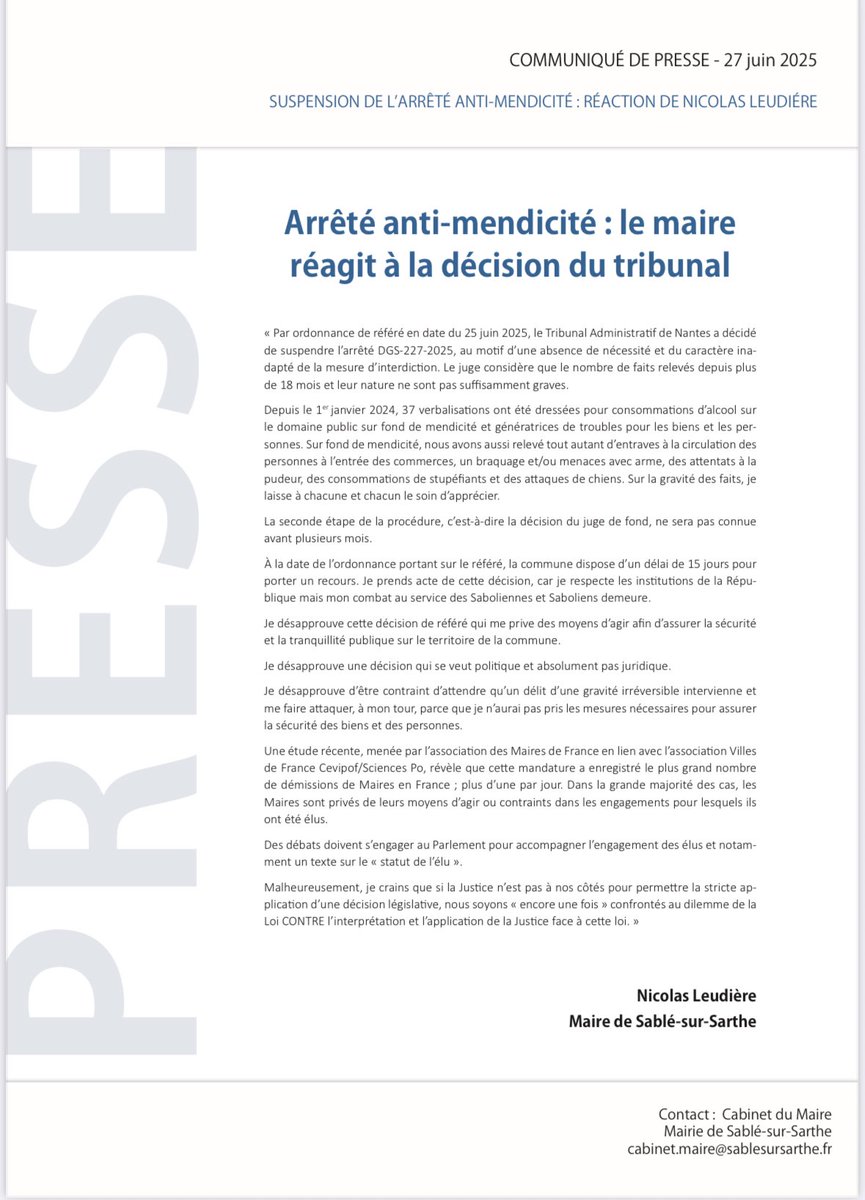 Ma réaction suite à l‘arrêté anti-mendicité suite à la décision du tribunal