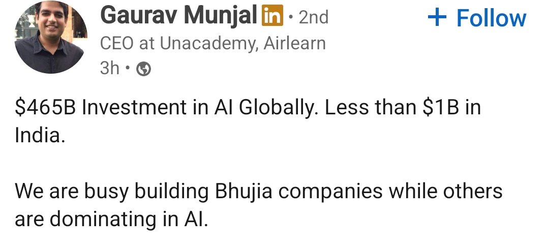 indianwhale's tweet image. AI company ki bhujia banana koi inse seekhe.

#Unacademy #GauravMunjal