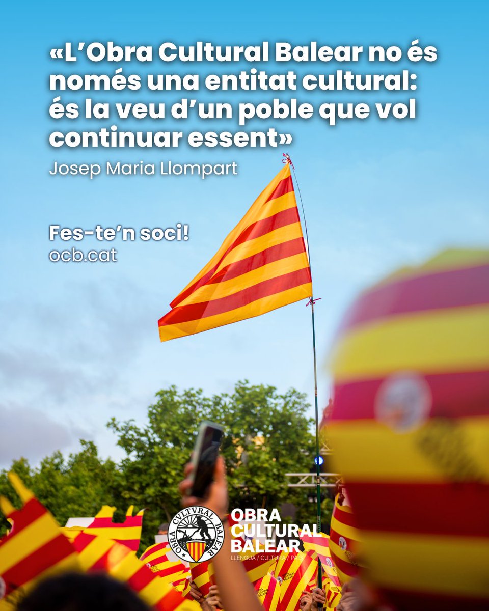 💪 Josep Maria Llompart: «L’Obra Cultural Balear no és només una entitat cultural: és la veu d’un poble que vol continuar essent».

Fes-te'n soci! ocb.cat/fes-ten-soci/