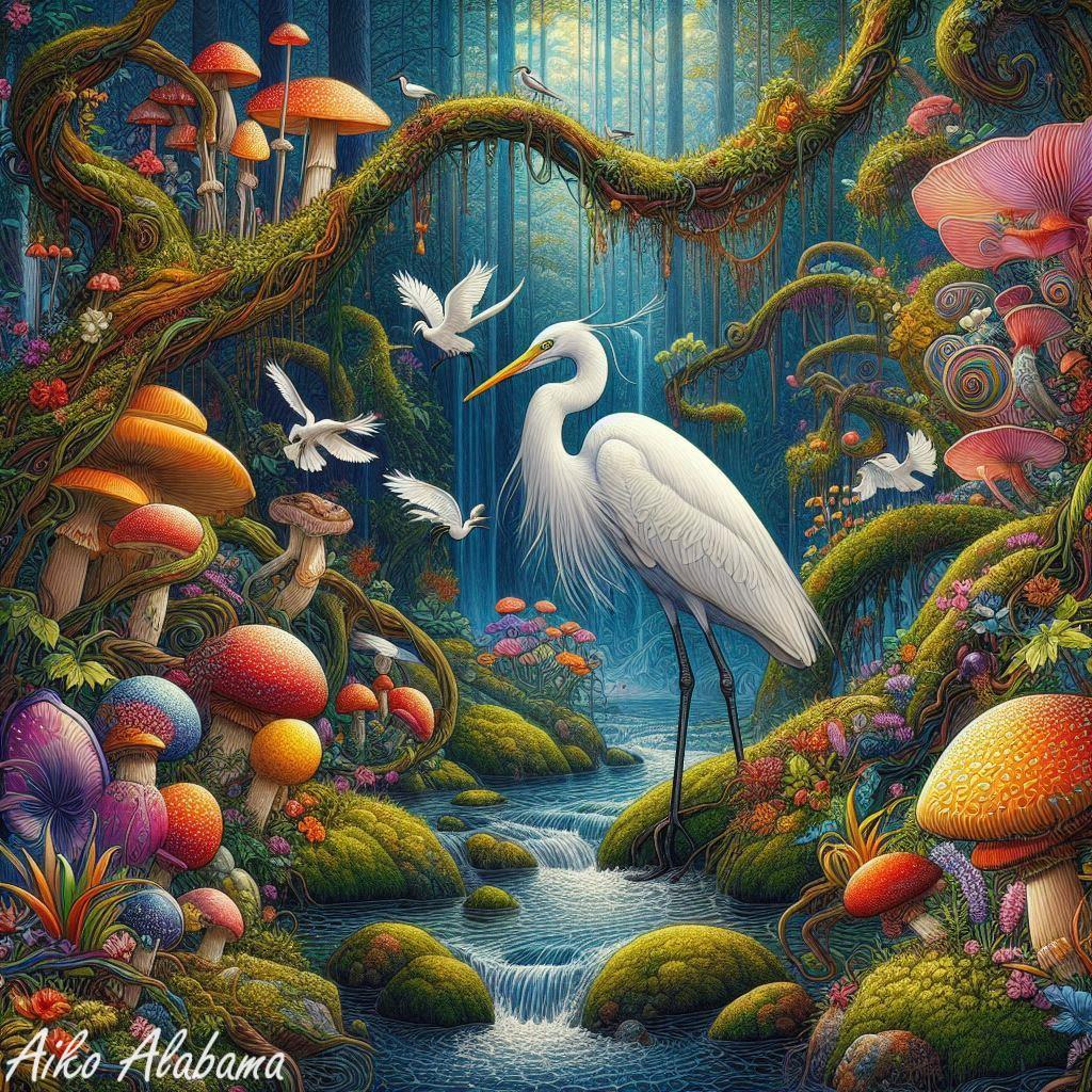 White Heron #AIart