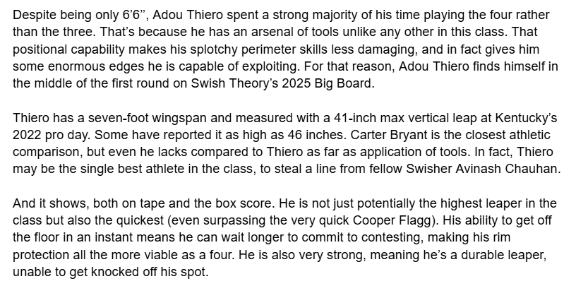DraftPow's tweet photo. For Los Angeles Lakers fans, a breakdown of my #15 prospect, Adou Thiero. Potentially the single greatest steal of the draft. https://t.co/QB0Tv0PNw3