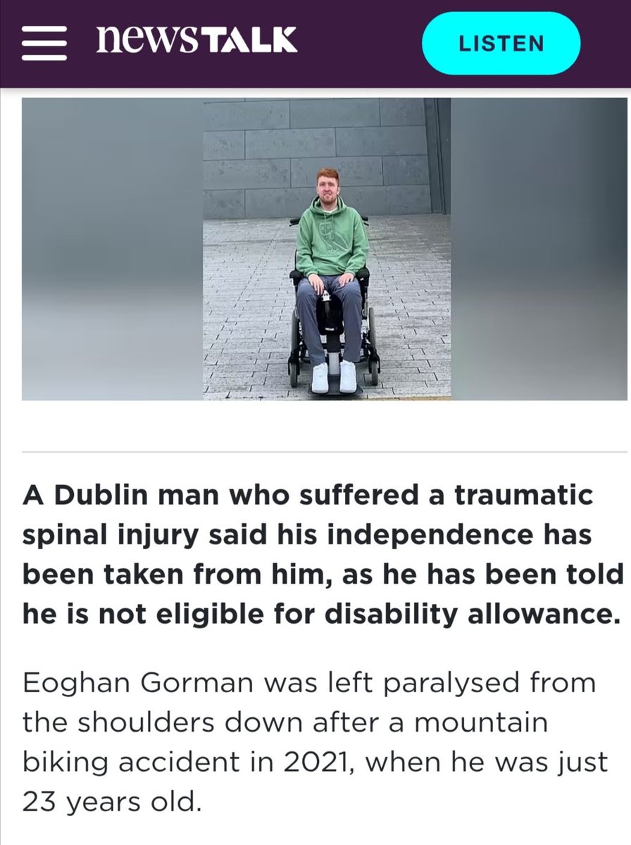 The Struggle Is Wheel (@struggleiswheel) on Twitter photo So another criminal has been on disability allowance, yet Eoghan here who is now a full-time ♿user from a spinal cord injury paralysed from the shoulders down, had his allowance taken away for living with his gf. Change the law!! Shameful <a href="/welfare_ie/">Department of Social Protection</a> <a href="/daracalleary/">Dara Calleary</a> <a href="/1Hildegarde/">Hildegarde Naughton</a> So another criminal has been on disability allowance, yet Eoghan here who is now a full-time ♿user from a spinal cord injury paralysed from the shoulders down, had his allowance taken away for living with his gf. Change the law!! Shameful <a href="/welfare_ie/">Department of Social Protection</a> <a href="/daracalleary/">Dara Calleary</a> <a href="/1Hildegarde/">Hildegarde Naughton</a>