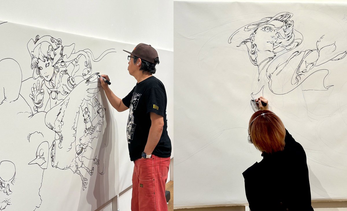 catsuka's tweet photo. A conversation between @Yoneyamai &amp; @KatsuyaTerra about two huge murals they drew at the same time a few weeks ago.
Part 1: https://t.co/mxwPz02Upg
Part 2: https://t.co/tMnBuAKKCm https://t.co/MDiATLpmbN