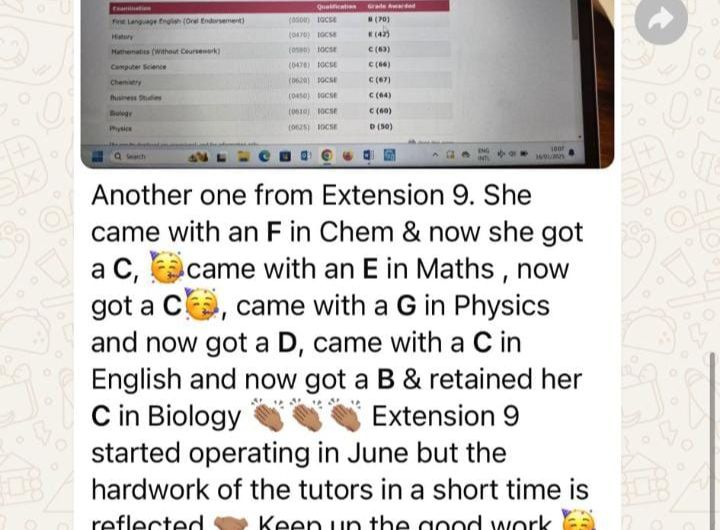 DrWada_tutorial's tweet image. 📈 From F to Fantastic!
Real student results at Dr Wada&apos;s Tutorials.
Proof that dedication + the right support = success! 💯✨

#WeProduceResults #DrWadasTutorials #AcademicExcellence #StudentSuccess #BotswanaEducation #FromFailToPass #TutoringThatWorks #GradeImprovement