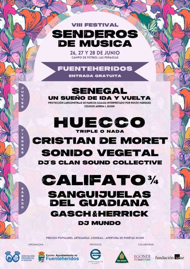 🔥Arranca en <a href="/Fuenteheridos_/">Fuenteheridos</a> el Festival Internacional Senderos de Música con una nutrida representación de creadores y bandas, muestra de ritmos y músicas del 🌎mundo. La #FundaciónSGAE renueva su apoyo a esta cita donde participan <a href="/Huecco/">HUECCO</a>, Cristian de Moret, Califato 3/4,