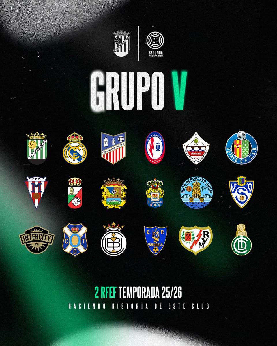 ¡📣⚽️ GRUPO V!

El C.D. Quintanar del Rey jugará esta temporada en el Grupo V de 2ª RFEF 💚🤍
Nos enfrentaremos a equipos de Madrid, Comunidad Valenciana, Canarias, Extremadura y Castilla-La Mancha 🏟️✈️

¡Una liga emocionante nos espera! 💪
#QuintanarDelRey #2RFEF #VamosQuintanar