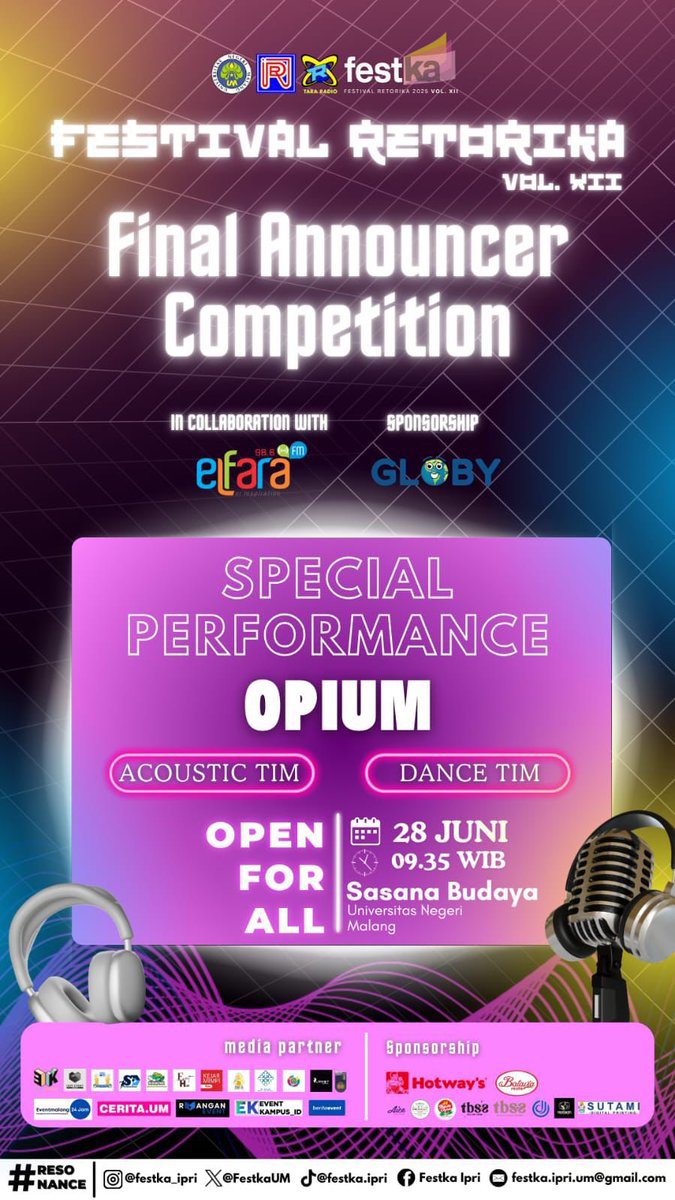 𝐉𝐀𝐍𝐆𝐀𝐍 𝐋𝐄𝐖𝐀𝐓𝐊𝐀𝐍 𝐅𝐈𝐍𝐀𝐋 𝐀𝐍𝐍𝐎𝐔𝐍𝐂𝐄𝐑 𝐅𝐄𝐒𝐓𝐊𝐀!🎉

📅 Sabtu, 28 Juni 2025
⏰ Pukul 09.35 WIB
📍 Sasana Budaya

𝒀𝒆𝒔, 𝒇𝒓𝒆𝒆 𝒇𝒐𝒓 𝒂𝒍𝒍!! 😍