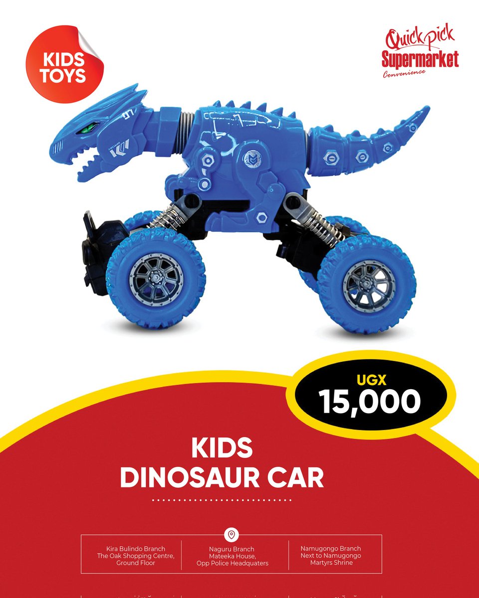 u_quickpick's tweet photo. Turn your kids playtime into a dime-sized adventure with our new Dinosaur car toys. Find them now at any of our branches.

#QuickPickSuperMarketsUG 
#QuickPickNaguru 
#QuickPickNamugongo 
#QuickPickKiraBulindo https://t.co/eSIBAg5SK5