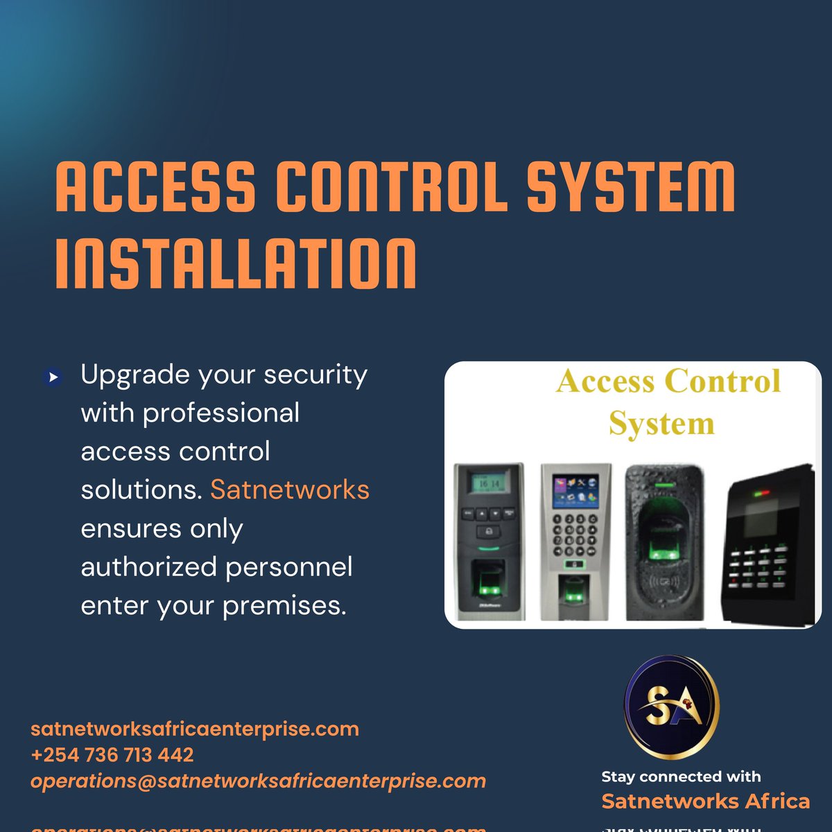 Satnetworks_'s tweet image. SATNetworks offers professional installation of access control systems, including both card access and biometric options like fingerprint and facial recognition.

#AccessControl #BiometricAccess #CardAccess #SecuritySolutions #SATNetworks #SmartSecurity #OfficeSecurity