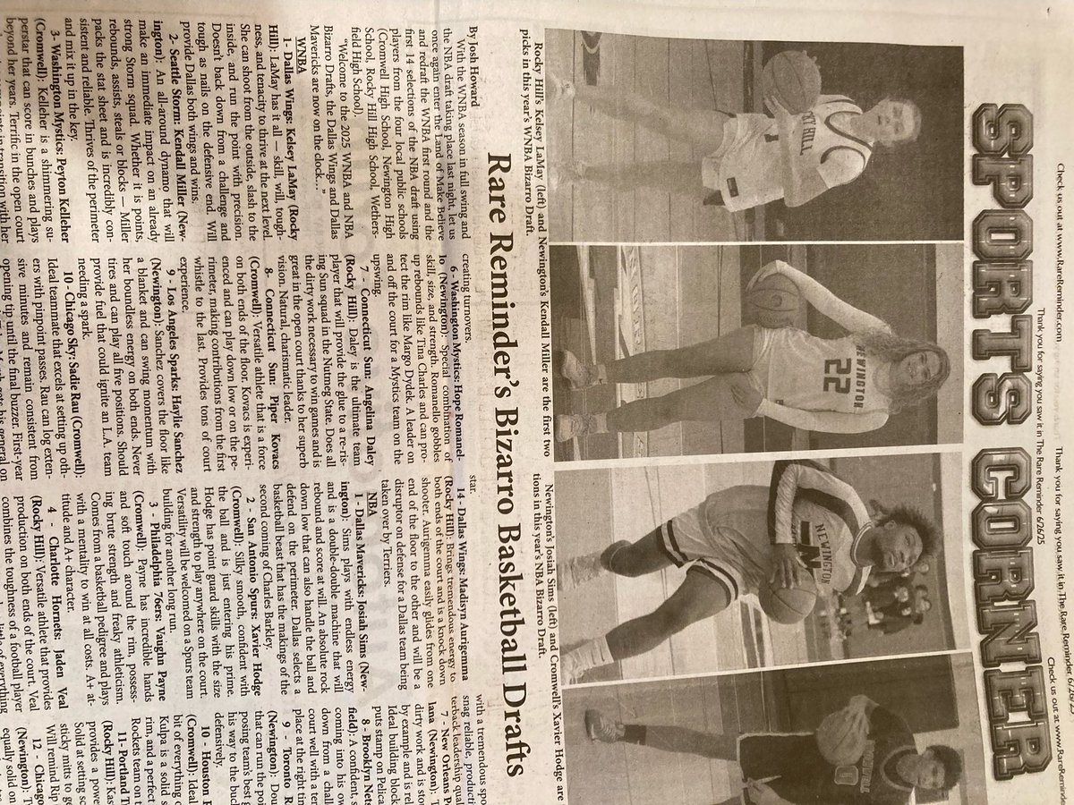 I’ll be forgoing my senior year of HS and college eligibility and will be headed straight to the WNBA! See you soon Paige! 😂 😝 Thanks <a href="/RareReminderJH/">Josh Howard</a> for the fun write up!