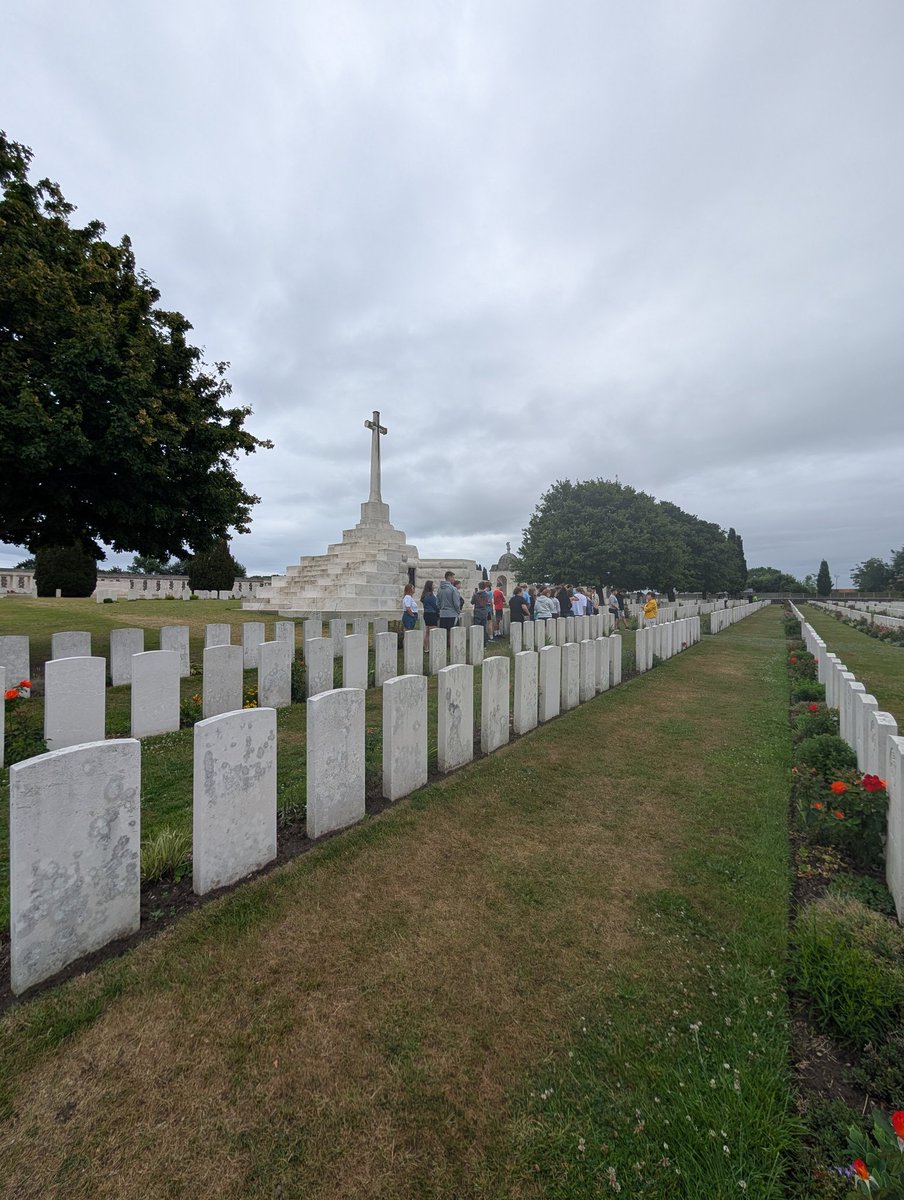 KHSHistoryDept's tweet photo. Our next stop today was Tyne Cot cemetery. Here we learnt about a Victoria Cross medal winner, and the battle of Passchendaele. 
@KingHenrySchool https://t.co/XlU4BM9DrA