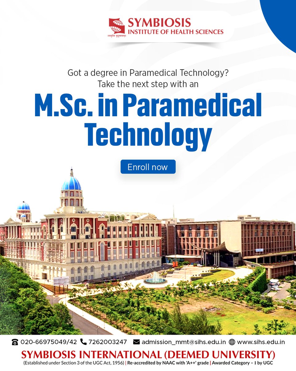 sihs_tweets's tweet image. Where precision meets compassion and care.
Enroll Today for M.Sc. in Paramedical Technology.

Click To Register: siu.ishinfo.com/SIHSPGY25/Regi…

Learn More: dm.sihs.edu.in/msc-paramedica…

#medicalimagingtechnology #paramedicaltechnology #AdmissionsOpen2025 #applynow