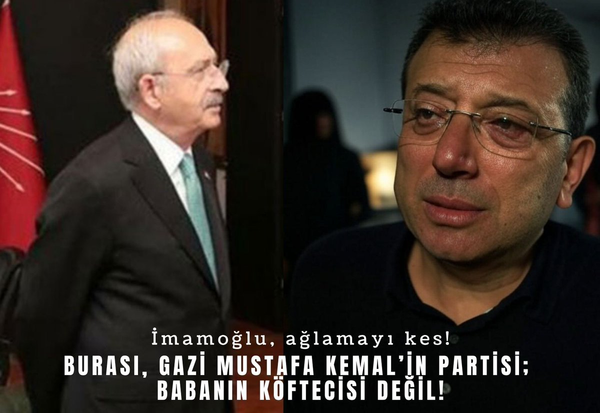 İmamoğlu, ağlamayı kes!

Sen İstanbullunun veya işçinin, emeklinin, çiftçinin, esnafın, asgari ücretlinin hakkını, hukukunu savunduğun için değil; yolsuzluk ve hırsızlık iddialarıyla içeridesin.

Seni Sn. Kılıçdaroğlu ve bu millet niye savunsun, neyini savunsun. Cehennemin dibine
