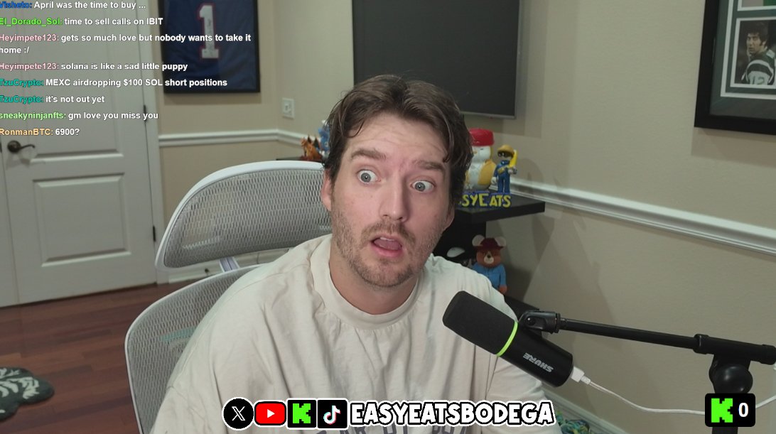 You know the vibes.
Monday - Friday 8am EST

kick.com/easyeats
LIVE RIGHT NOW 

- S&amp;P all time high
- Crypto Looking GOOOOD 
- Alts that I think can bounce
- Memecoins maybe? Kinda ugly there 
- More yapping